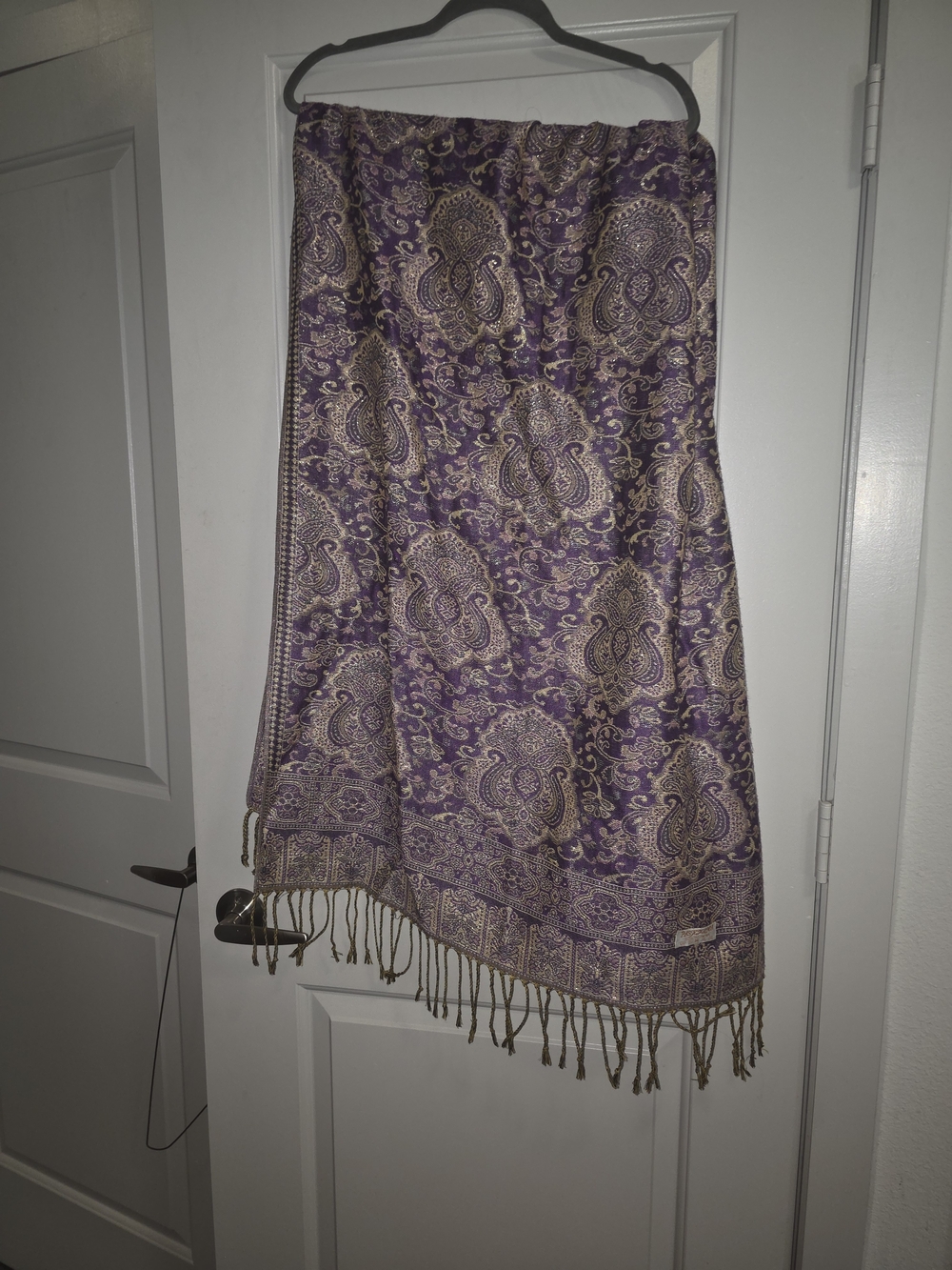 Purple Paisley Fringe Scarf Shawl